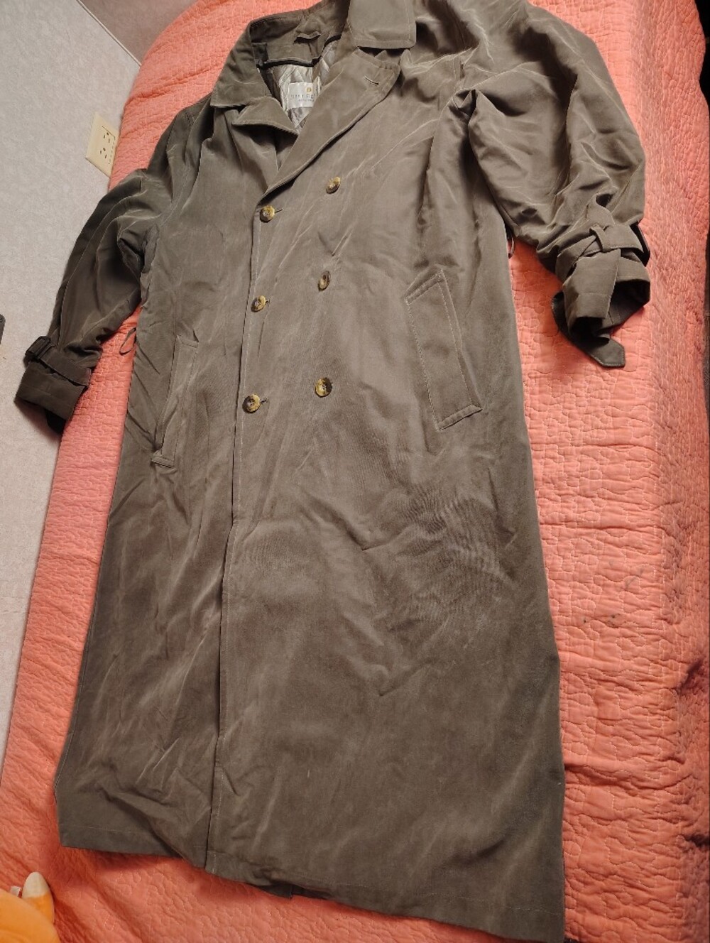 Men's Double-Breasted Olive Trench Coat